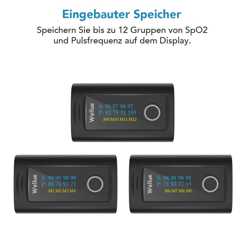 ViATOM Pulsoximeter mit Bluetooth und Offline-Speicher,Sauerstoffsättigung Messgerät Finger,Blutsauerstoffmessgerät Finger für Sp-O2 und Herzfrequenzmesser, inklusive Batterien und Umhängeband