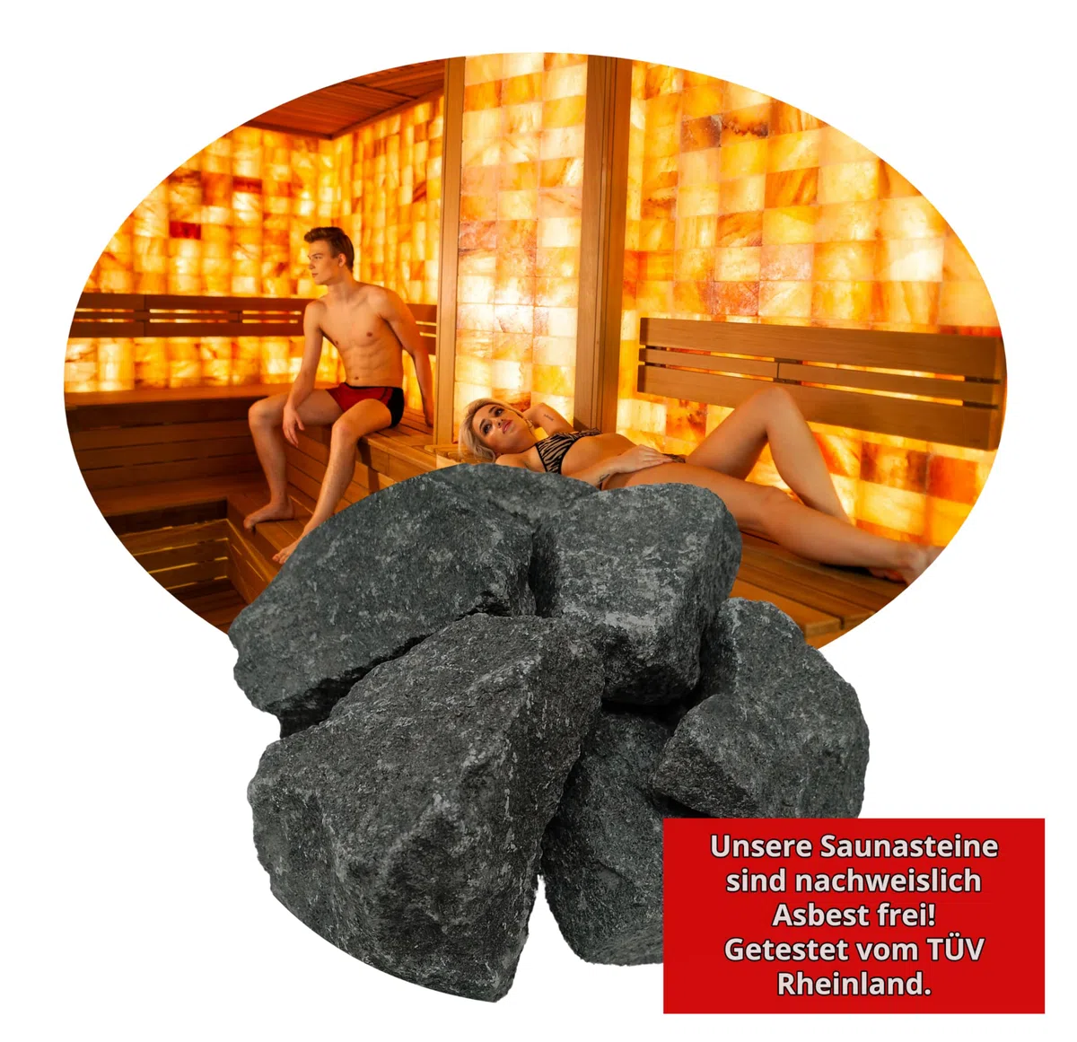 Saunasteine 25Kg Größe 60 bis 130 mm Diabas Dampfstein Aufgusssteine für Outdoor Holzofen Elektroofen Saunaofen TÜV geprüft Asbest frei
