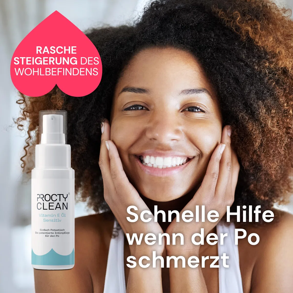 ProctyClean Vitamin-E-Öl für den Po! Alternative für Hämorrhoiden Salbe, feuchtes Toilettenpapier, Salbe für Analfissur, Po Dusche. Intimpflege Damen, Männer. Bei Hämorrhoiden, Entzündungen