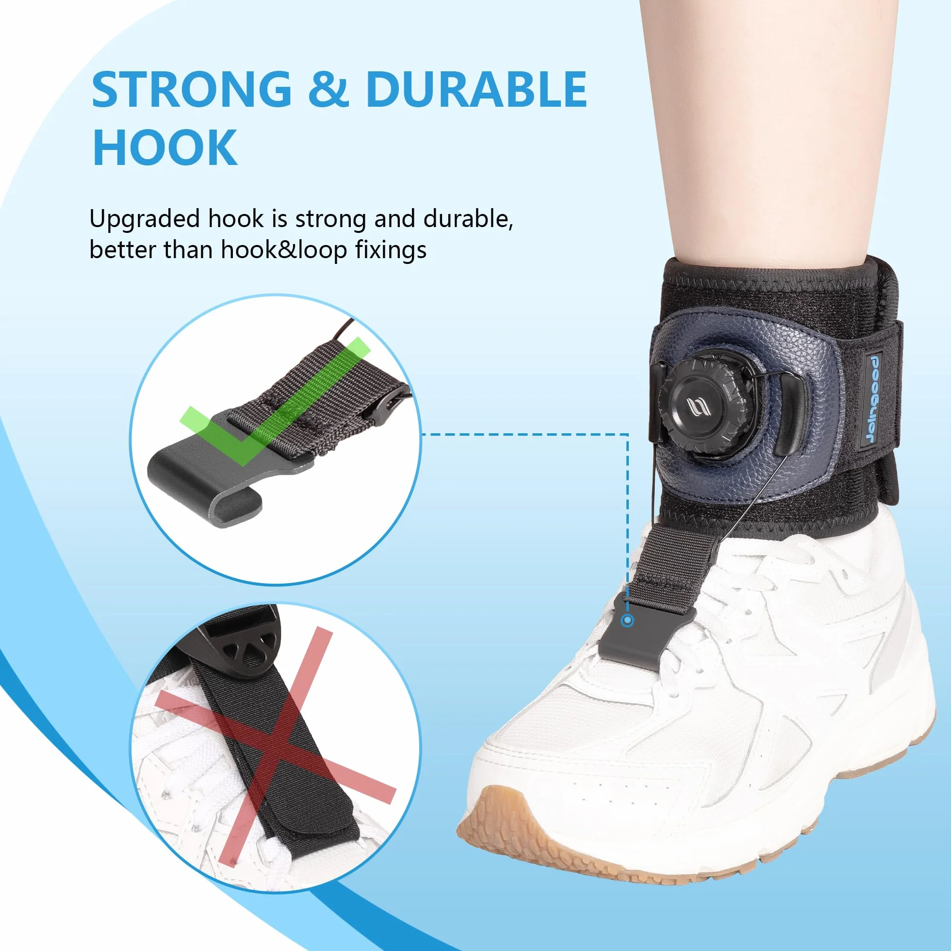 Fußheberorthese zum Gehen mit Drehknopf,Fußschiene mit Schuhen für Fallfuß,Einstellbare Fußbandagen für Achillessehne,Schlaganfall,Dorsalflexion des Fußes,Fußorthese für Links & Rechts(S/M)
