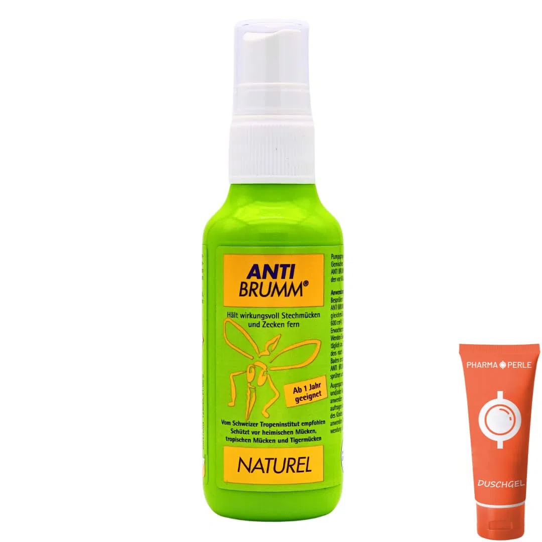 Anti Brumm Naturel Pumpspray 1x 75 ml I Schutz gegen Mücken und Zecken I auf natürlicher Basis I Mückenspray I Für zu Hause, Reisen I pflanzlich I Für Kinder ab 1 Jahr I Spar-Set plus Pharma Perle