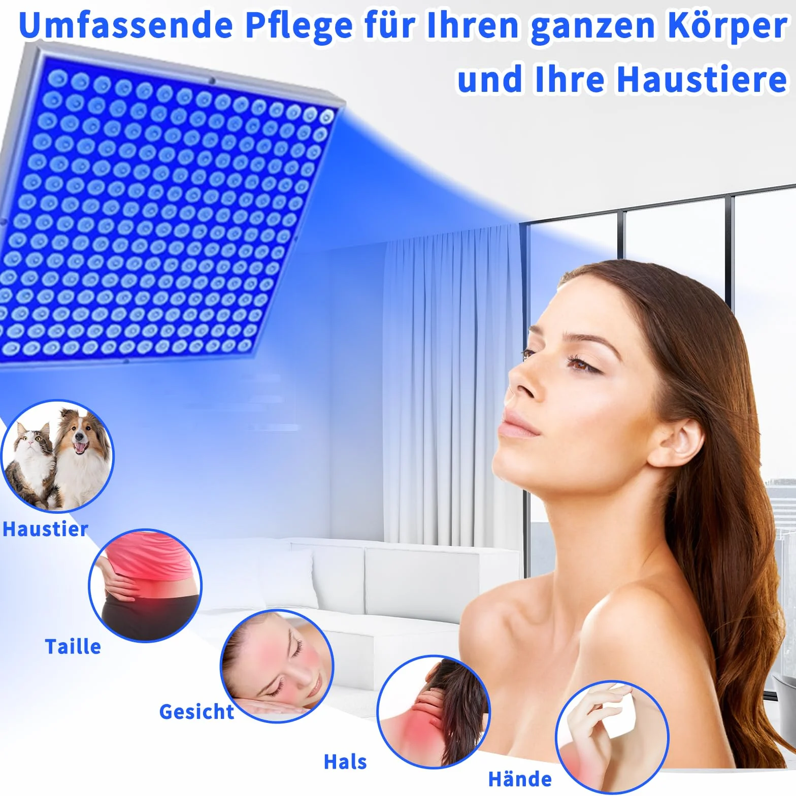 Solarium Für Zuhause,460NM Bräunungslampe mit 225 LEDs, Faltbares Seinstellbares Ständer Und Aufhängbare Haken Solarium für Zuhause Ganzkörper für Körper und Gesicht