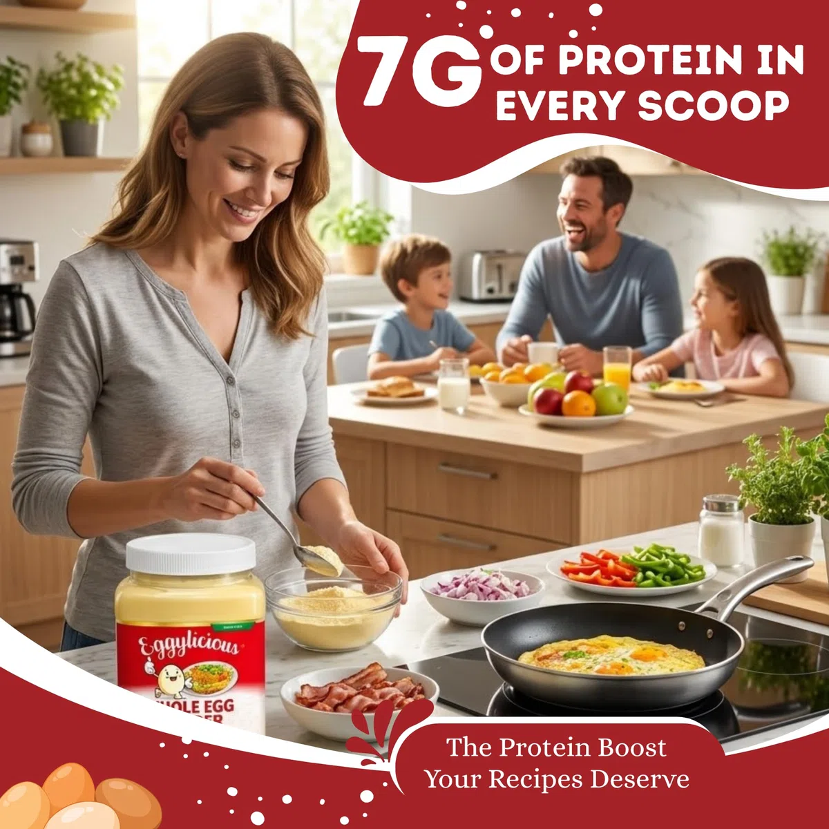 Eggylicious Ganzes Ei Pulver, getrocknete natürliche Proteinpulver, hergestellt aus frischen Eiern, weiß & Yolk gemischt, pasteurisiert, nicht-GVO, keine Zusatzstoffe 1lbs (16oz)
