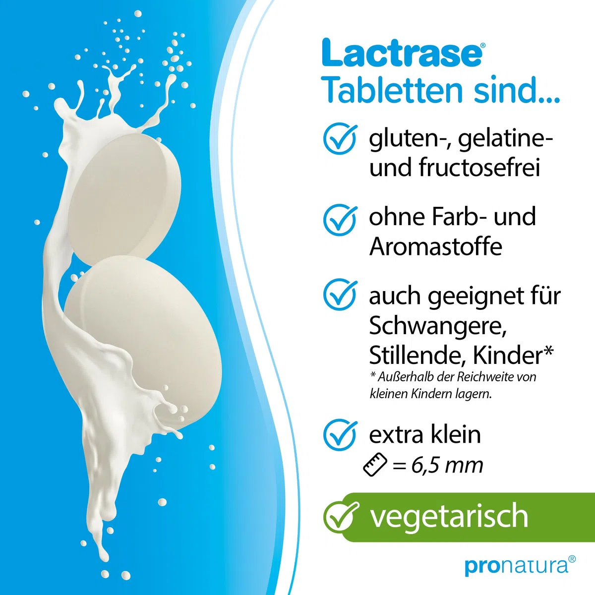 pro natura Lactrase 6000 – 2x120 Lactase Tabletten bei Lactose-Intoleranz, für den unbeschwerten Genuss von Milch und Milchprodukten