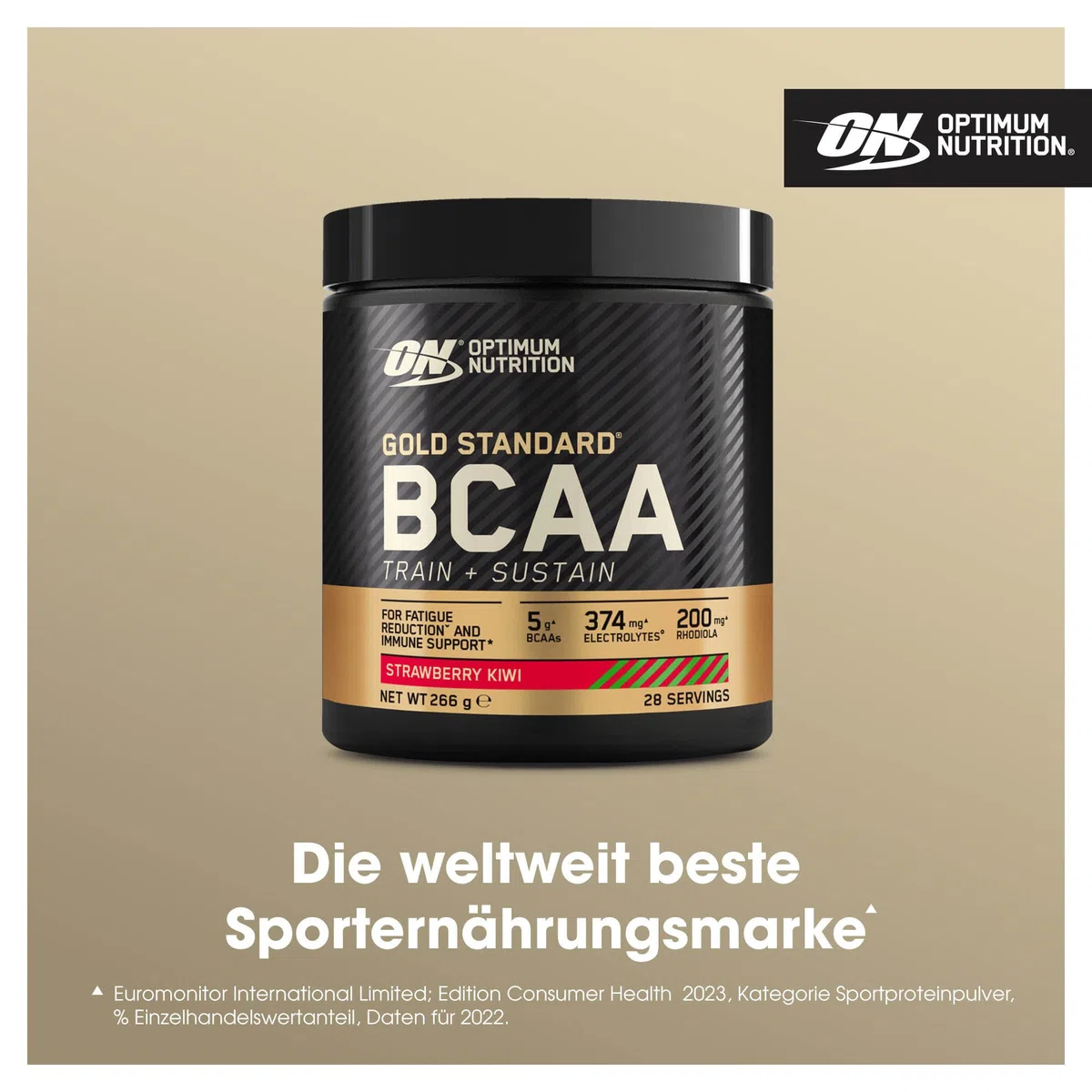 Optimum Nutrition Gold Standard BCAA Pulver, Geschmack Strawberry Kiwi, 266g, 28 Portionen