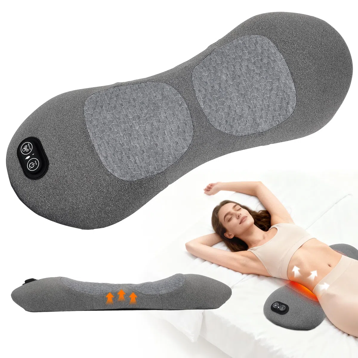 3 in 1 Rückenmassagegerät mit Massage und Wärme, Ergonomische Lendenstütze aus Memory Foam, Rückenstütze für Büro Auto und Zuhause mit Air Lift Funktio