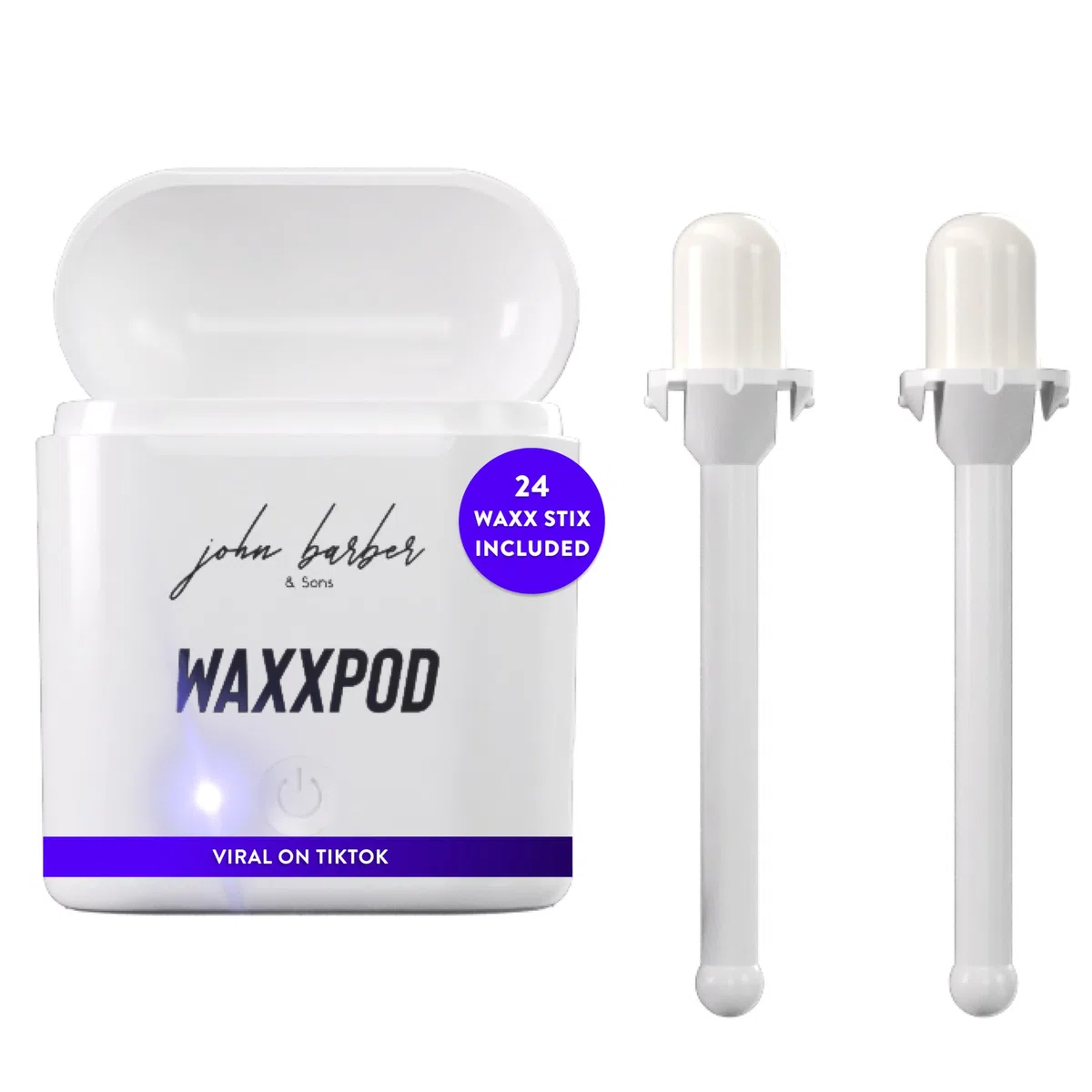 WaxxPod™ USB Ohren - & Nasenhaar Wachs Set – Mini Wachswärmer USB-C Anschluss inkl. vorbereiteten 24 Wachs Stäbchen WaxxStix Nasenwachs für Männer & Frauen - Sicherer Ohren- & Nasenhaarentferner