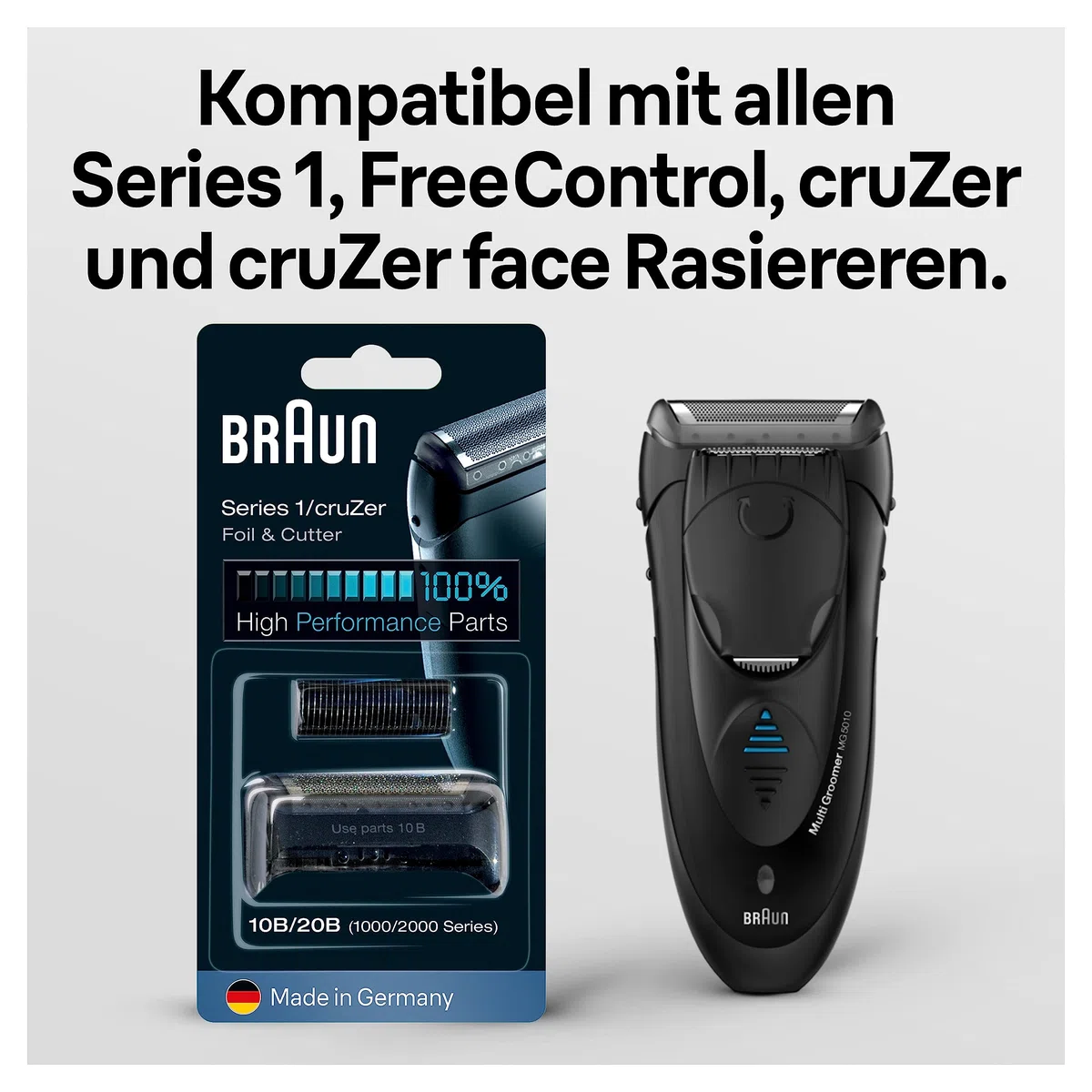 Braun Series 1 10B Elektroasierer Scherkopf, ORIGINAL Ersatzscherteil vom Hersteller, schwarz
