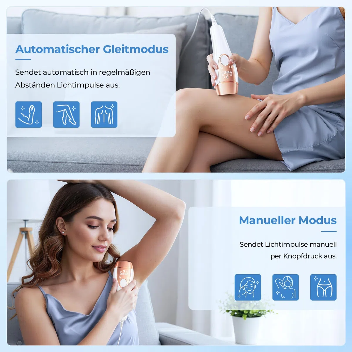 IPL Haarentfernungsgerät mit Eiskühlsystem, 21J, 9 Energiestufen, 999.900 Blitze für Frauen