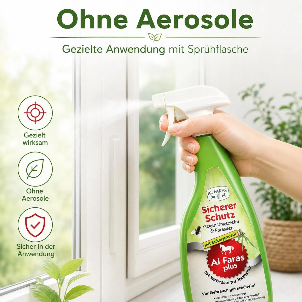 Sicherer Schutz Insektenspray 2x500 ml ohne Aerosole | Anwendungsfertige Flüssigkeit mit Eukalyptusöl für Oberflächen gegen kriechende und fliegende Insekten