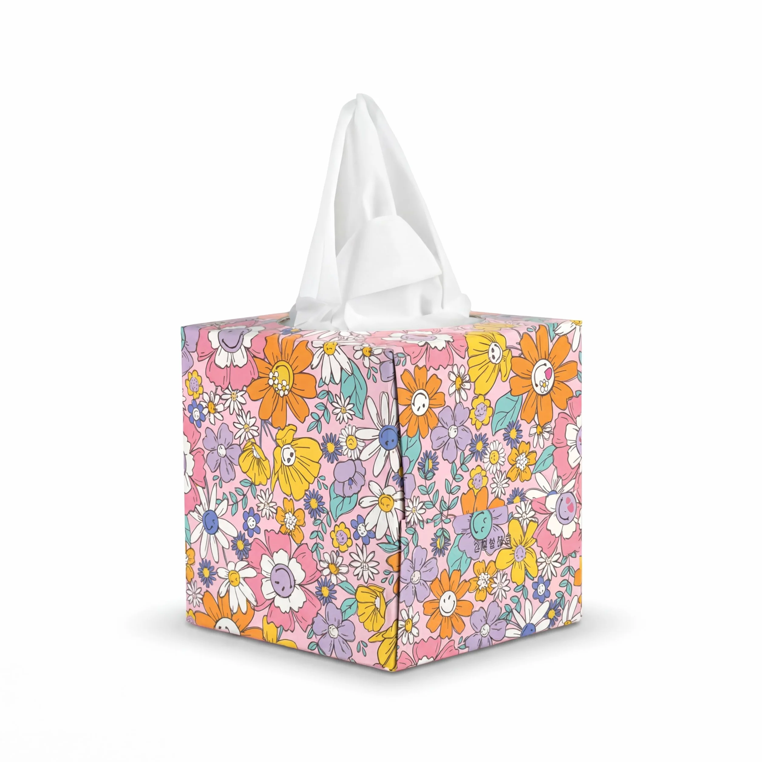 SMILEYWORLD Ultra Soft Taschentücher – 12 Würfelboxen x 48 Blatt (576 Blatt gesamt), 3-lagig – 3 Designs – Taschentuchbox für Zuhause & Büro (Braun, Rosa, Gelb, Weiß, mehrfarbig)