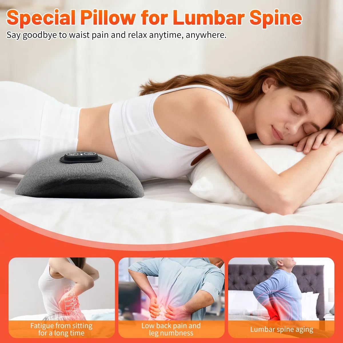 3 in 1 Rückenmassagegerät mit Massage und Wärme, Ergonomische Lendenstütze aus Memory Foam, Rückenstütze für Büro Auto und Zuhause mit Air Lift Funktio