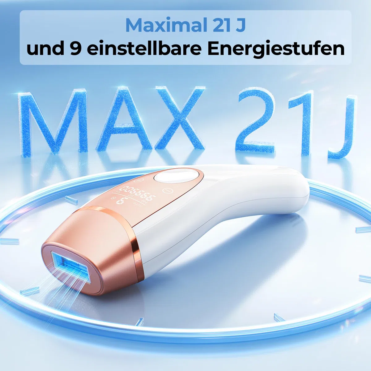 IPL Haarentfernungsgerät mit Eiskühlsystem, 21J, 9 Energiestufen, 999.900 Blitze für Frauen