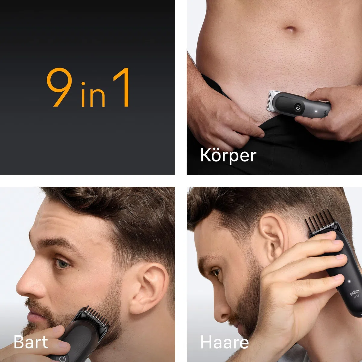 Braun Multigroom All-in-One Series 5 9-in-1 Trimmer-Set, Barttrimmer Haarschneidemaschine, 14 Längen, 120 Min. Akku, Wasserdicht