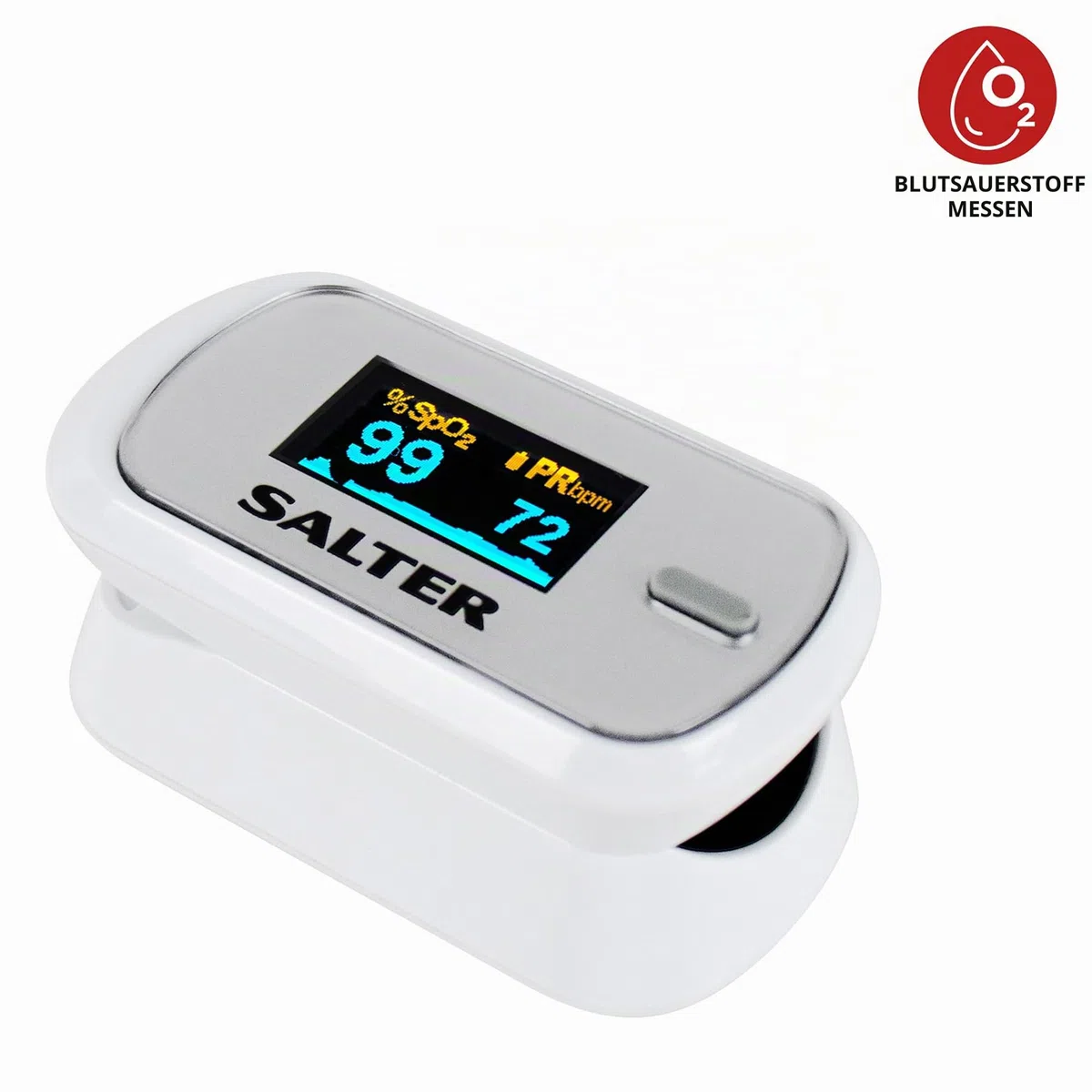 Salter PX-100-EU OxyWatch, fingeroximeter sauerstoff, Pulsoximeter, medizinischer oximeter, blutsauerstoffmessgerät finger, schnelles Messen, tragbar und benutzerfreundlich, 2 Jahre Garantie