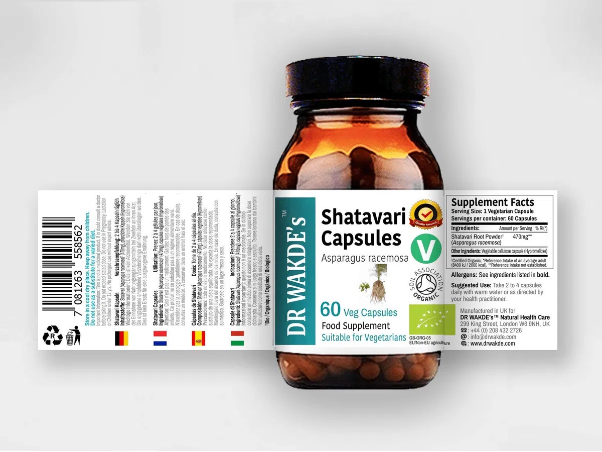 DR WAKDE'S Shatavari Kapseln (Asparagus racemosa, 60 Veg Caps, Ayurveda-Ergänzung, Vegan, Kräuter, Natürlich)