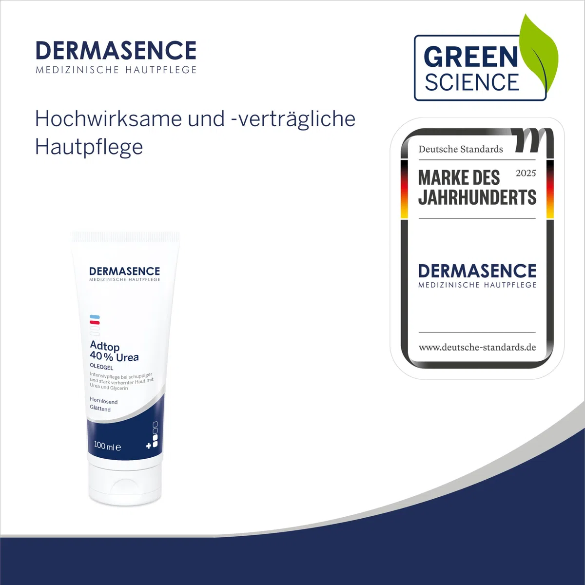 DERMASENCE Adtop 40% Urea, 100 ml - Intensivpflege bei schuppiger und stark verhornter Haut mit Urea und Glycerin