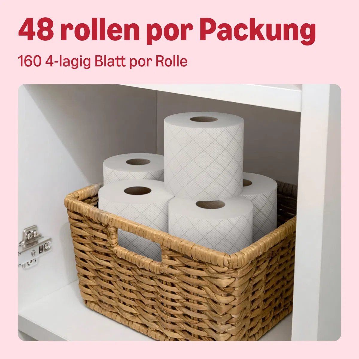 by Amazon Premium Toilettenpapier, 4-lagig, 48 Rollen (4 Packungen à 12 Stück), 160 Blatt pro Rolle, FSC-zertifiziert