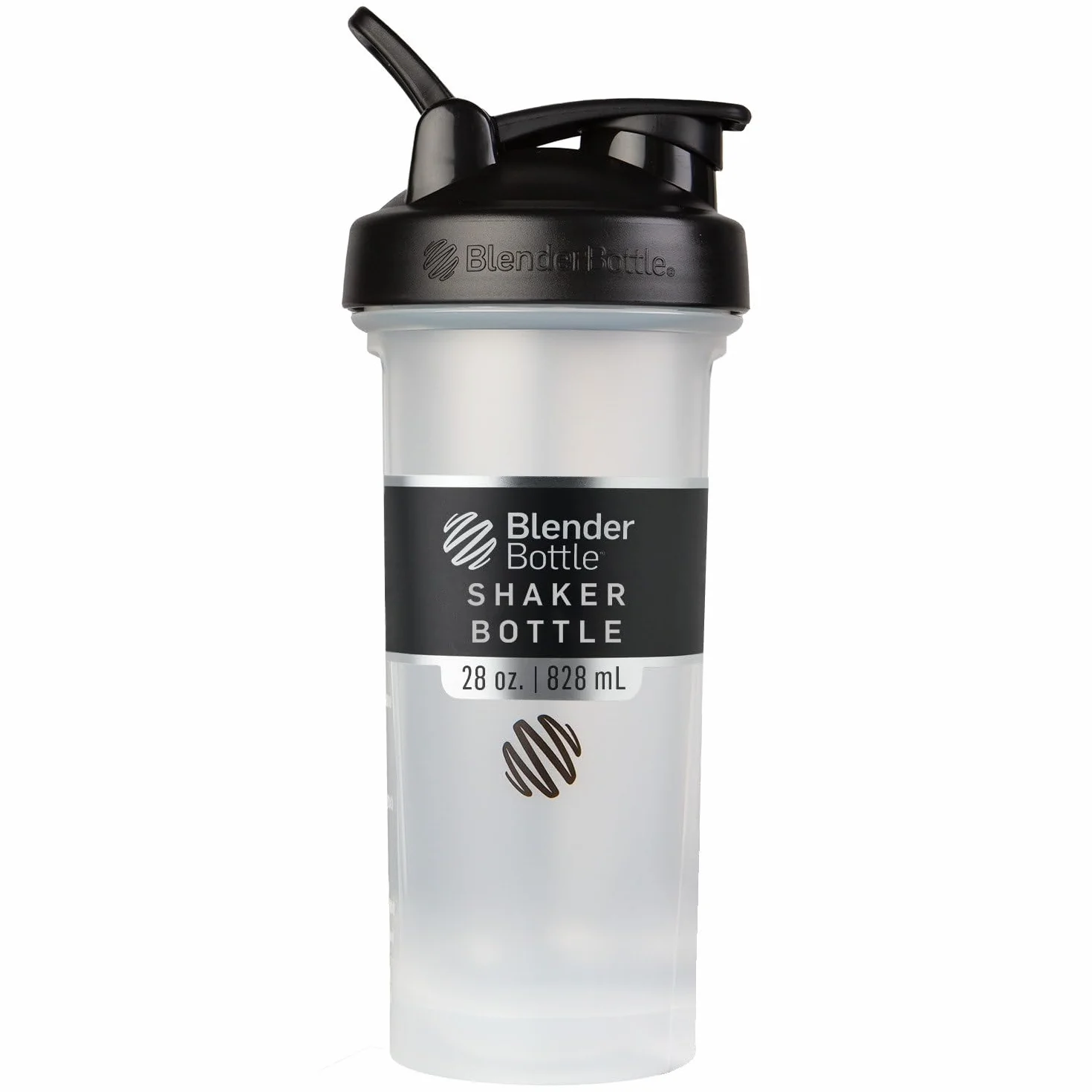 BlenderBottle Classic V2 Shaker-Flasche mit Edelstahlkugel, perfekt für Protein-Shakes, spülmaschinengeeignet, 830ml, klar/schwarz