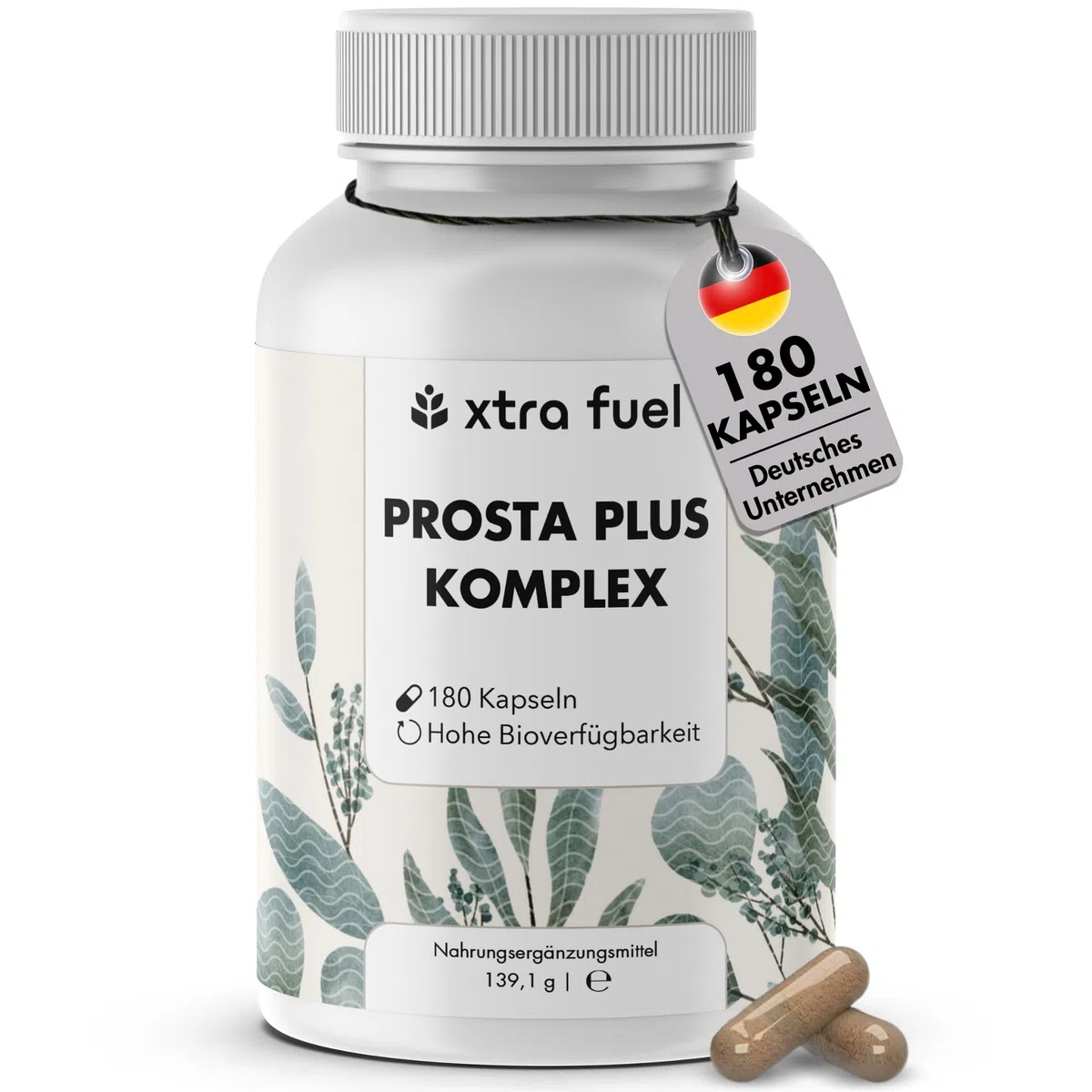 Prosta Plus Komplex - 180 Prostata Kapseln hochdosiert - einzigartige Formel aus Kürbiskern-, Sägepalmen-, Brennnesselwurzelextrakt mit Zink, Vitamin E & Selen - geprüfte Prostata Komplex Kapseln