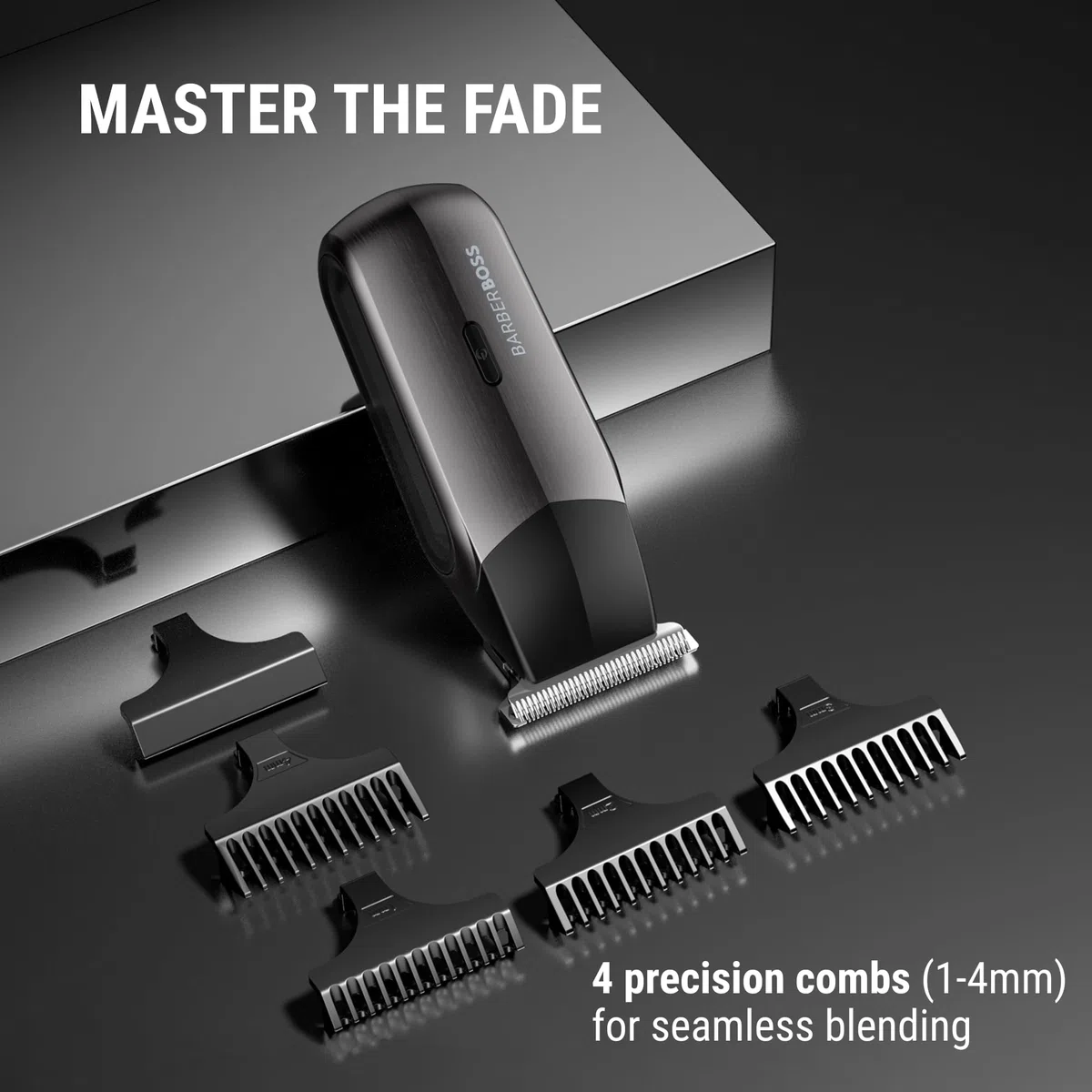 BarberBoss 3-in-1 Reiseschneider für Männer, Bart- & Haarschneider, Nasen- & Ohrentrimmer, Mini Elektrorasierer Herren, Dual-Speed Trimmer Set (Metallisches Pistolenpulver) | Reise-Trimmer-Set, Bart- und Haarschneider, Nasen- und Ohrentrimmer, Mini-Folien