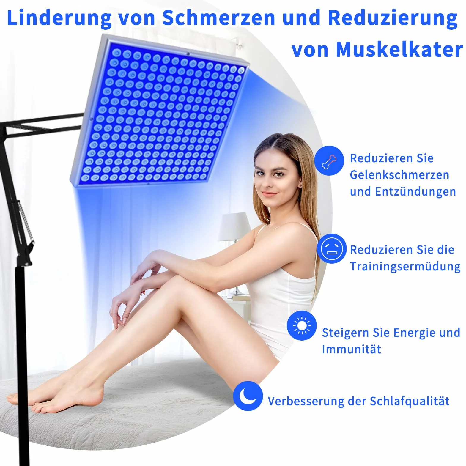 Solarium Für Zuhause,460NM Bräunungslampe mit 225 LEDs, Faltbares Seinstellbares Ständer Und Aufhängbare Haken Solarium für Zuhause Ganzkörper für Körper und Gesicht