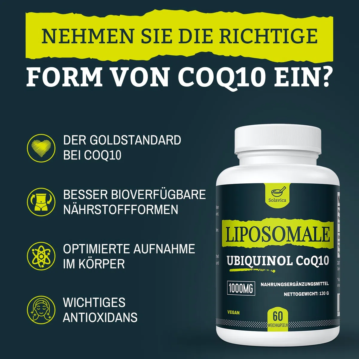 Liposomale Ubiquinol CoQ10 1000 mg – Hochdosiertes veganes Coenzym Q10 mit Phosphatidylcholin für optimale Aufnahme – Premium Nahrungsergänzung – 60 Weichkapseln (60 stück (2er Pack))