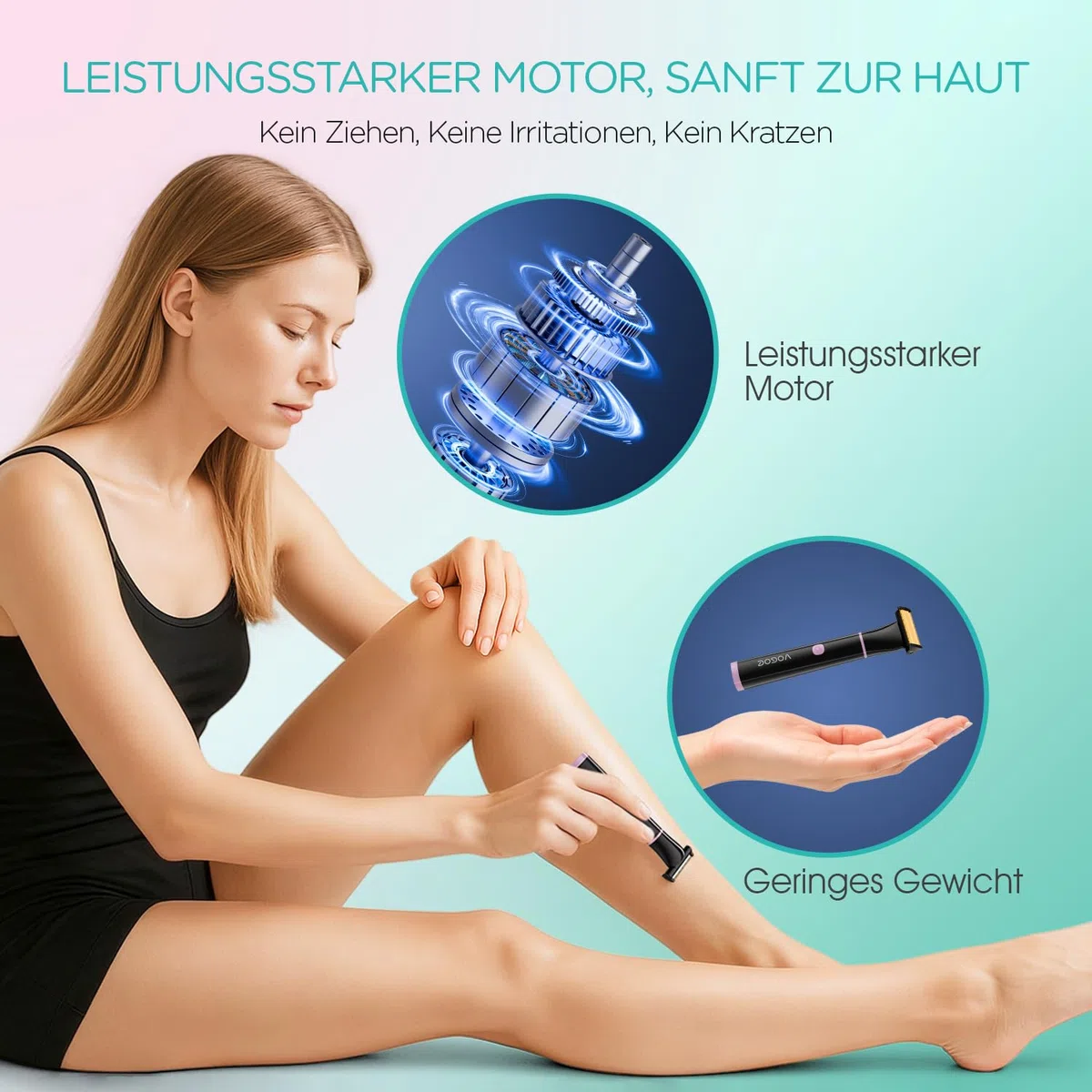 VOGOE Intimrasierer für Frauen, 3-in-1 Rasierer Damen Intimbereich für Körper, Gesicht und Bikini-Bereich, Elektrischer Rasierer Damen kabellos, kompakt und wasserdicht (Schwarz)