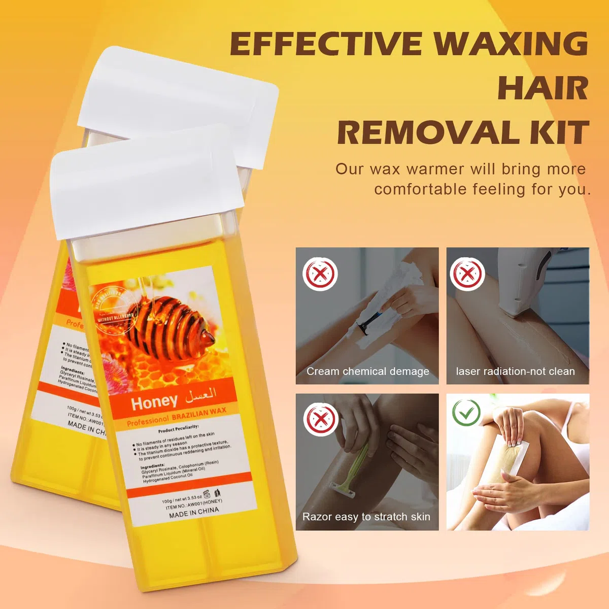 Digitales Wachs auf Rolle, Wax Roller Kit zur Haarentfernung, Honey Roller Waxing Kit, tragbarer temperaturgesteuerter und thermostabiler Wachswärmer für Frauen und Männer Violett