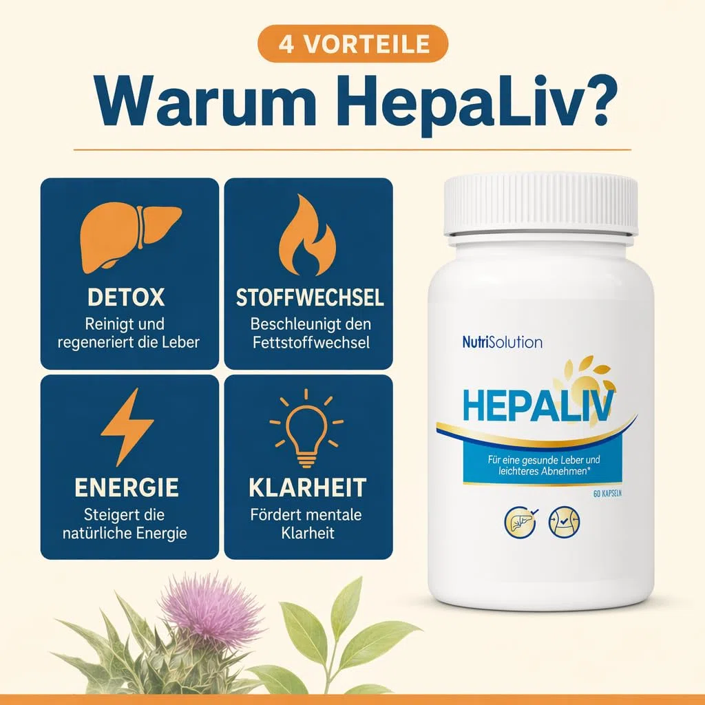 NutriSolution Hépaliv -Kapseln - Detox-Formel mit Mariendistel, Desmodium & Grüntee für gesundheit, Gewichtsmanagement & Fettverbrennung - 60 Kapseln (1)