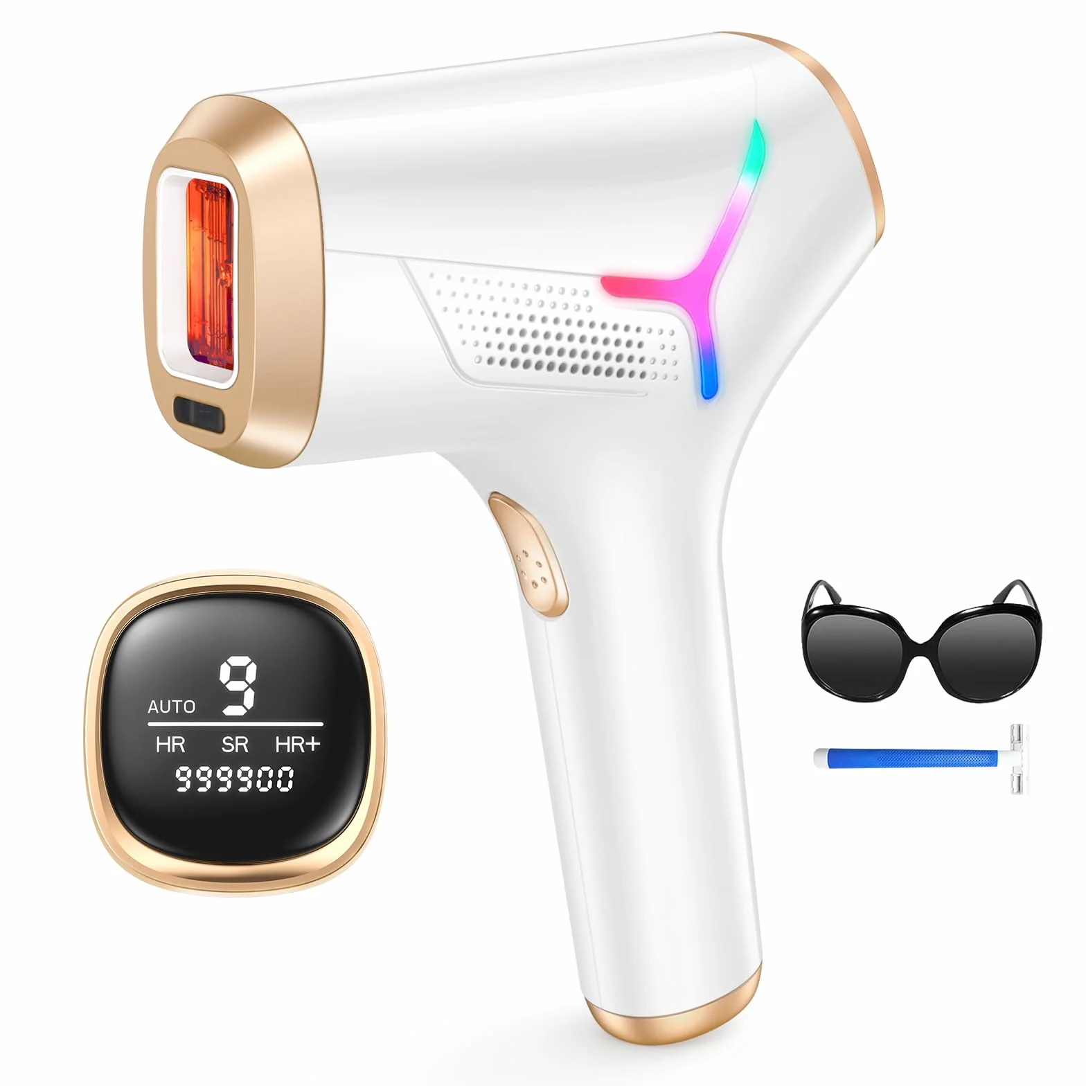 Haarlosy IPL Gerät Haarentfernung Laser für Frauen und Männer, zu Hause, schmerzfrei, Gesicht, Bikinizone, Achseln, Körper, Gold