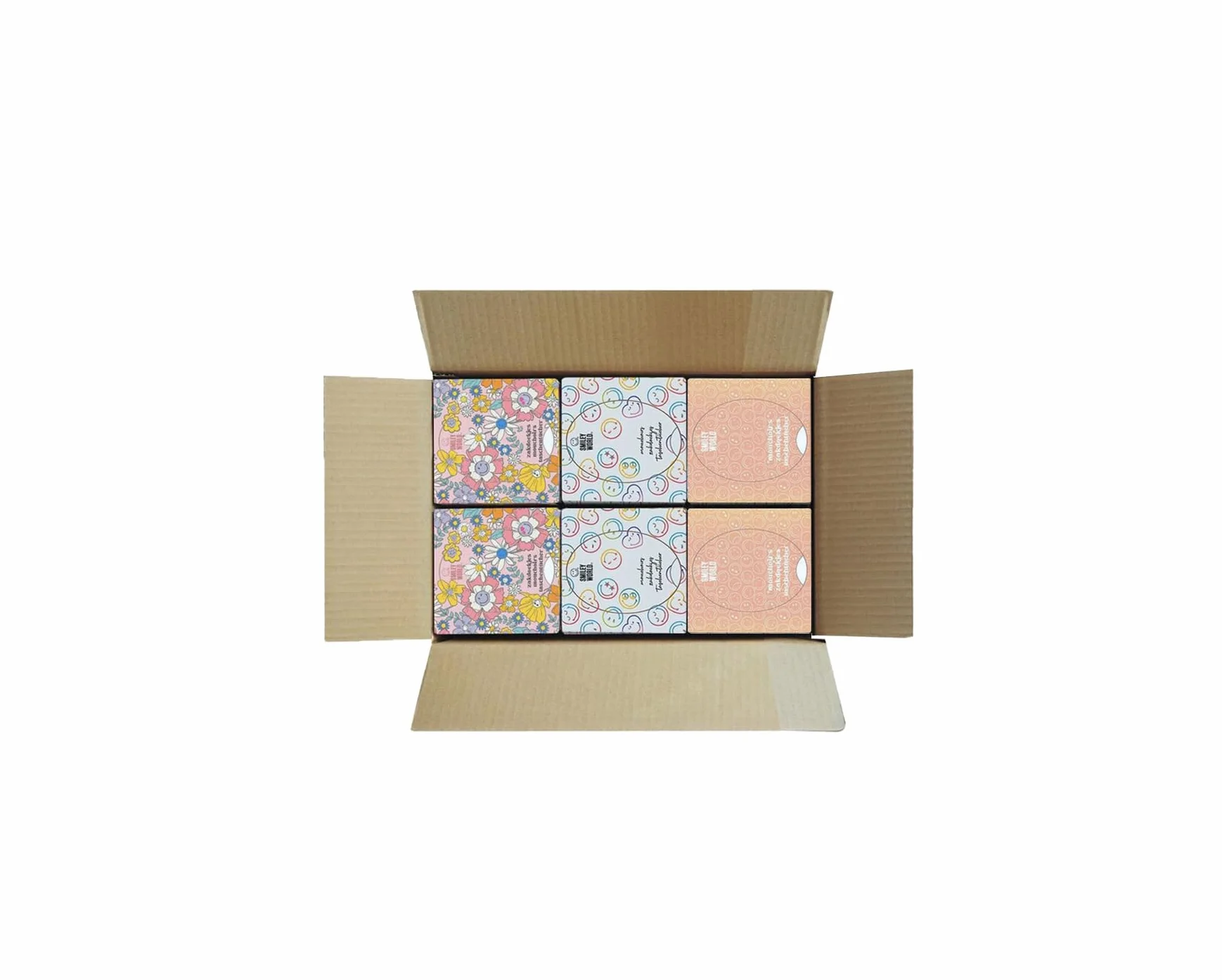 SMILEYWORLD Ultra Soft Taschentücher – 12 Würfelboxen x 48 Blatt (576 Blatt gesamt), 3-lagig – 3 Designs – Taschentuchbox für Zuhause & Büro (Braun, Rosa, Gelb, Weiß, mehrfarbig)