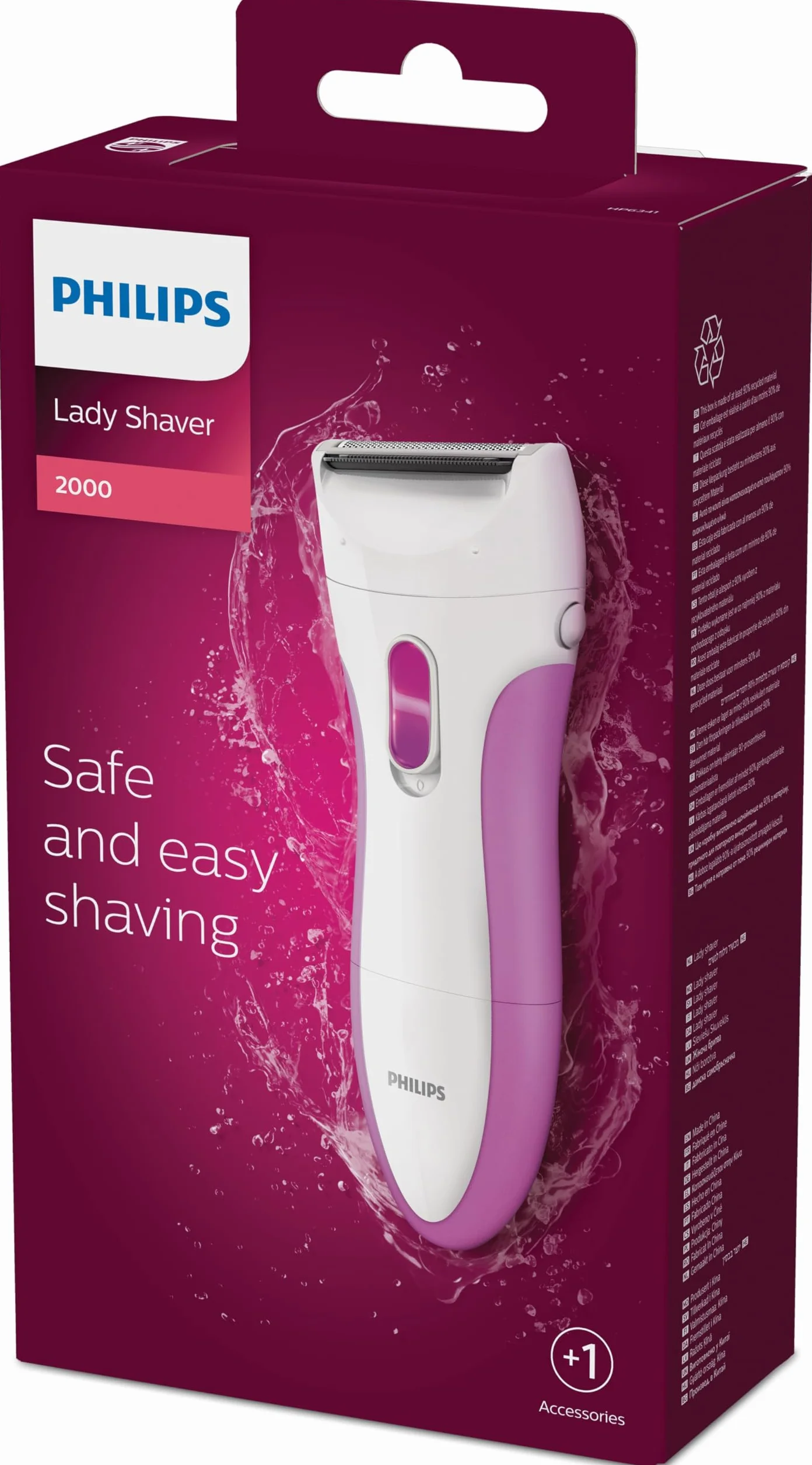 Philips Rasierer Ladyshave Wet & Dry HP6341/00 – Elektrischer, kabelloser Damenrasierer für Achseln, Beine und Bikinizone zur Anwendung auf nasser oder trockener Haut
