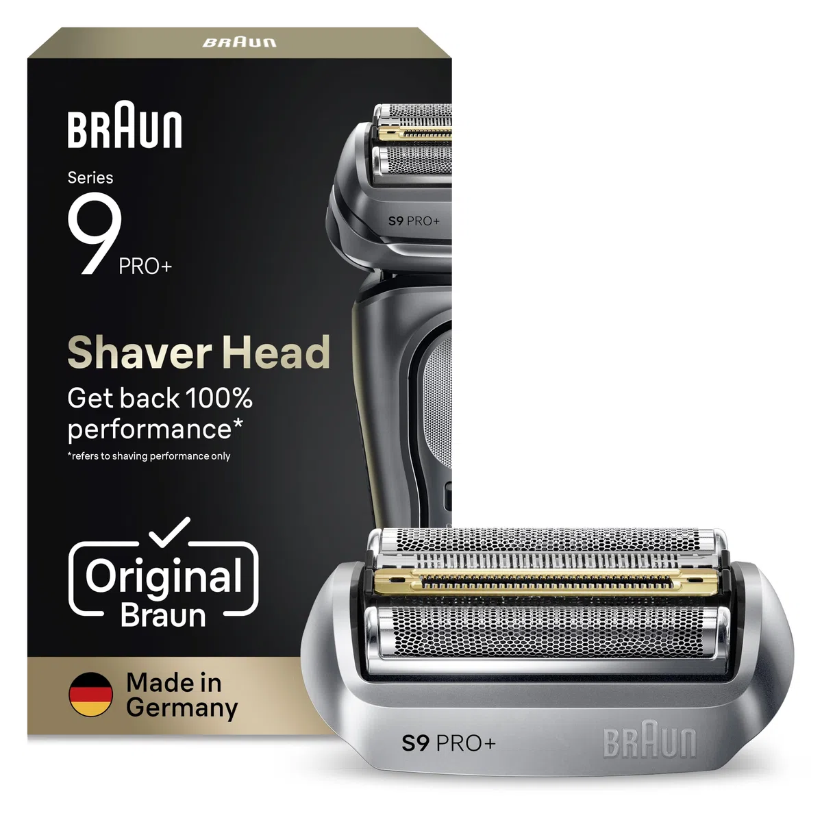 Braun Elektrorasierer Scherkopf Series 9 PRO+, 96M, Silber - Original Ersatzscherteil vom Hersteller, Hol dir 100 Prozent Leistung Zurück, Kompatibel mit allen Braun S9-Rasierern