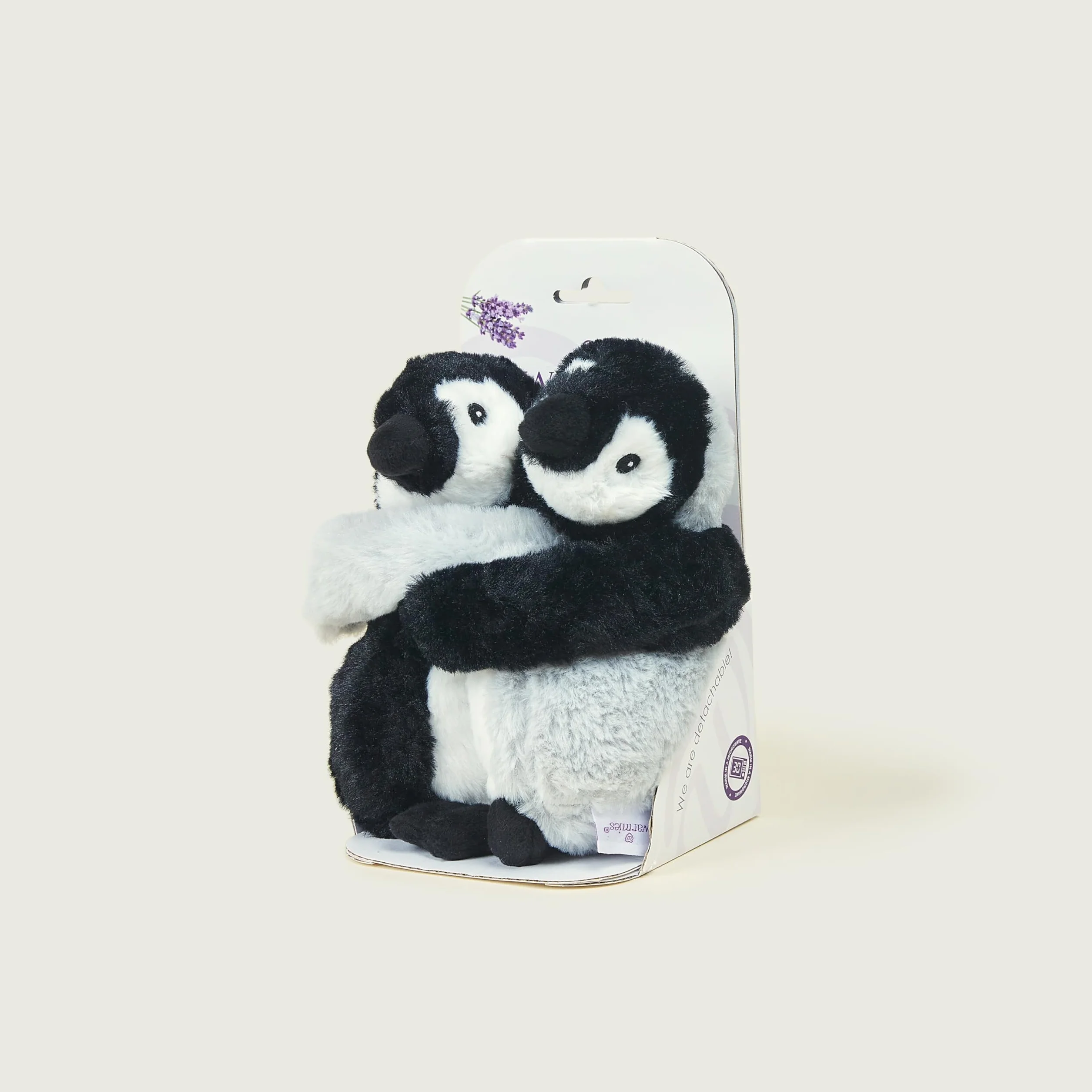Warmies Warm Hugs Pinguin, mikrowellengeeignete Weizensäckchen mit dem Duft von französischem getrocknetem Lavendel, vollständig erwärmbares Kuscheltier zur Linderung von Angstzuständen und Schmerzen