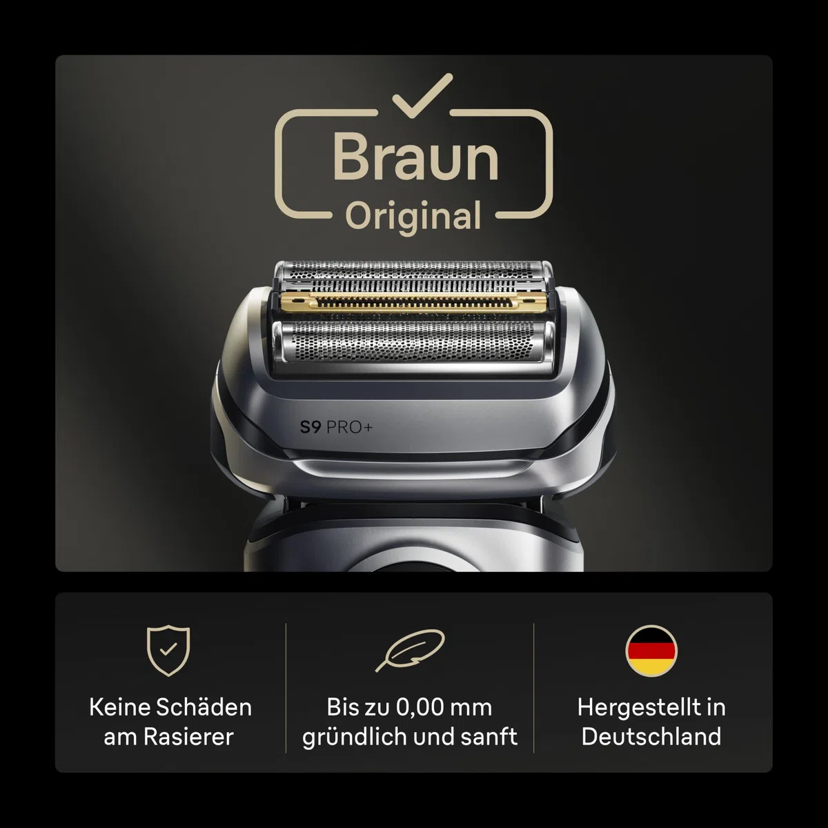 Braun Elektrorasierer Scherkopf Series 9 PRO+, 96M, Silber - Original Ersatzscherteil vom Hersteller, Hol dir 100 Prozent Leistung Zurück, Kompatibel mit allen Braun S9-Rasierern