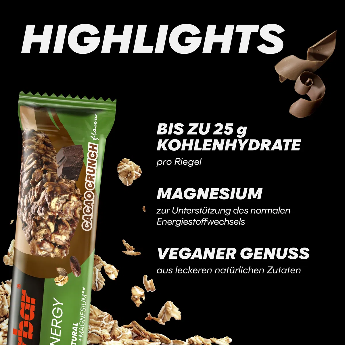Powerbar - Natural Energy Cereal-Cacao Crunch - 18x40g - veganer Kohlenhydrat Energie Riegel - Magnesium - palmölfrei