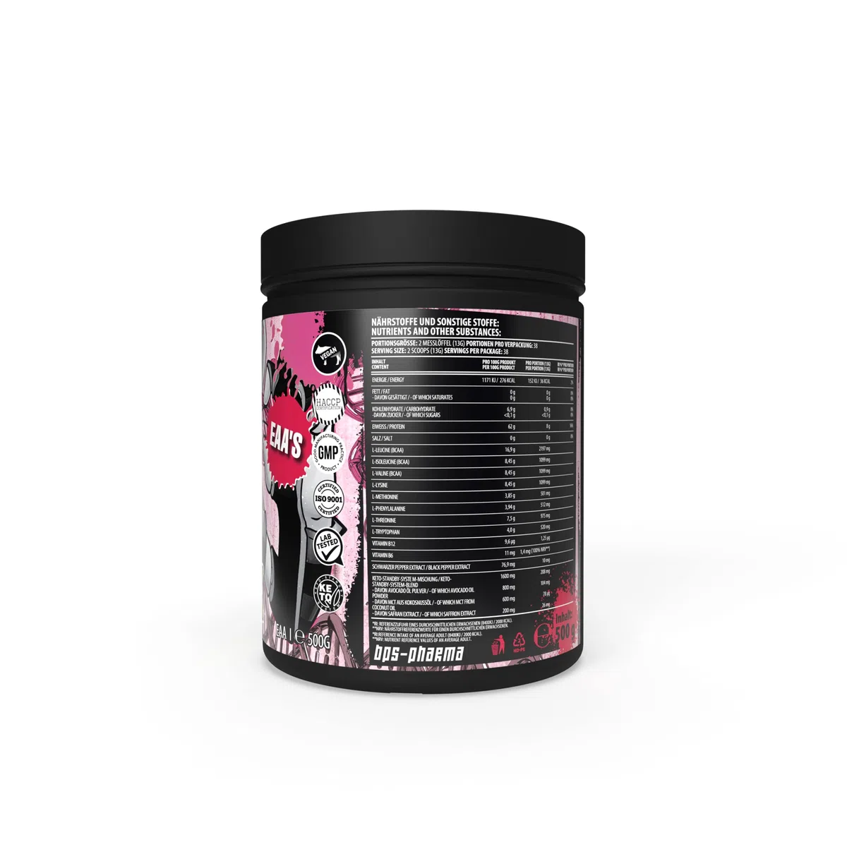 BPS-Pharma 4YourGainz Bro EAA Keto-Blend Aminosäure Amino BCAA Bodybuilding 500g (Pink Grape)