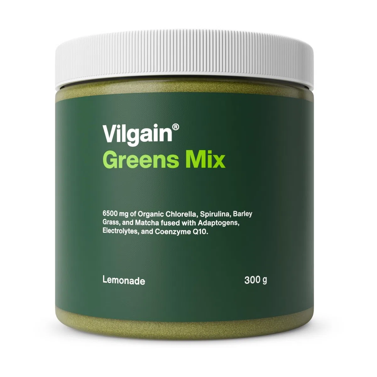 Vilgain Greens Mix (300 g) Lemonade – 13 Aktive Inhaltsstoffe Mit Bio Superfoods, Veganer Super Greens Drink Pulver Mit Chlorella, Spirulina & Matcha, Natürliche Elektrolyte & Energie Ohne Zucker
