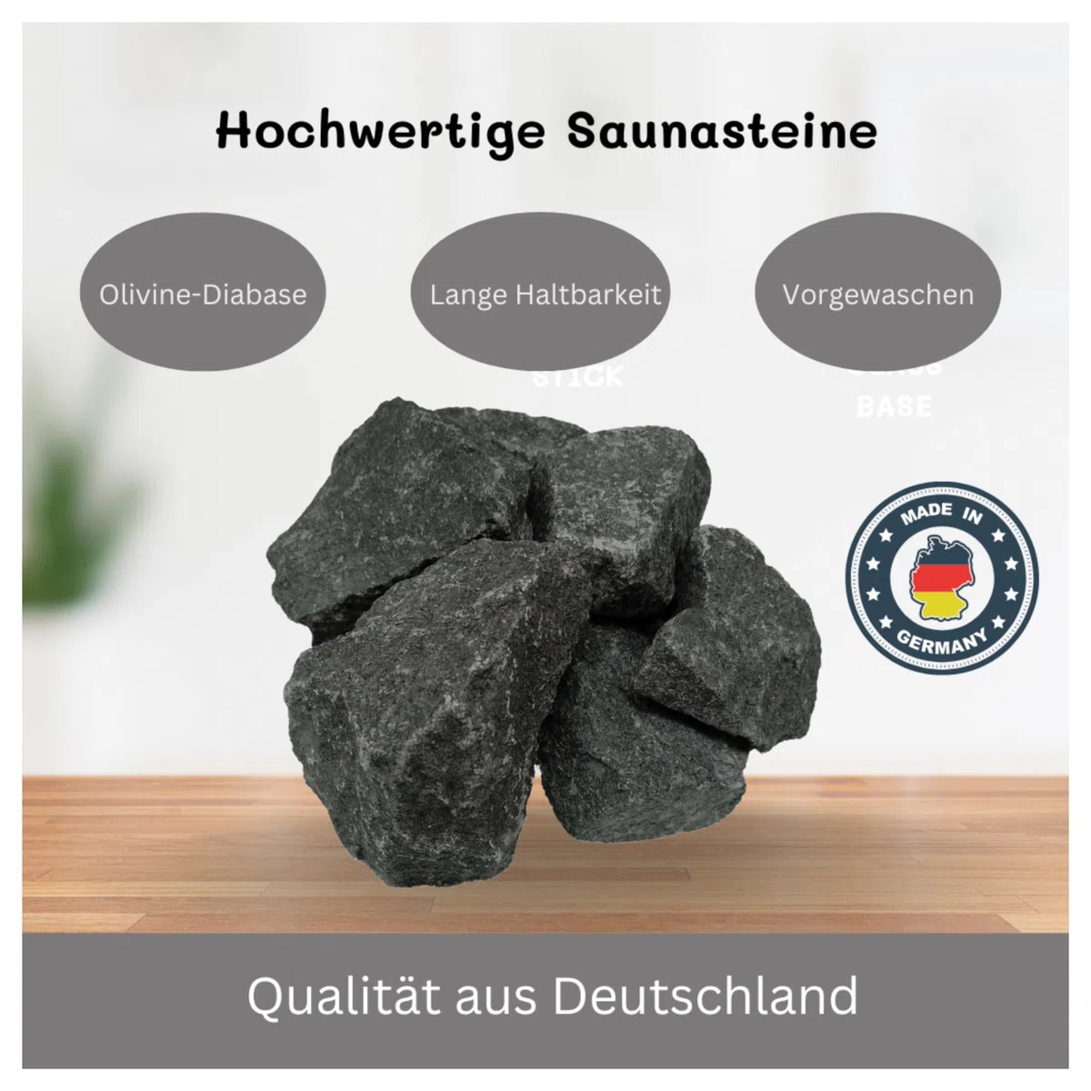 Saunasteine 25Kg Größe 60 bis 130 mm Diabas Dampfstein Aufgusssteine für Outdoor Holzofen Elektroofen Saunaofen TÜV geprüft Asbest frei
