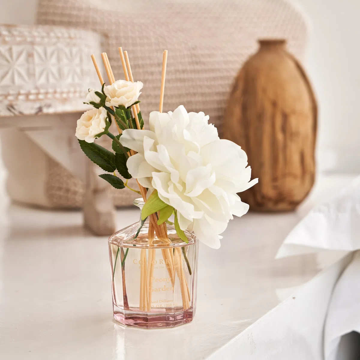 Cocorrína Blume Raumduft mit 8 Duftstäbchen 250ml- Pfingstrose Garten, Natürlich, Langanhaltend, Reed Diffuser für Haus Schlafzimmer Büro Badezimmer Regal Dekor (Master-Kollektion
