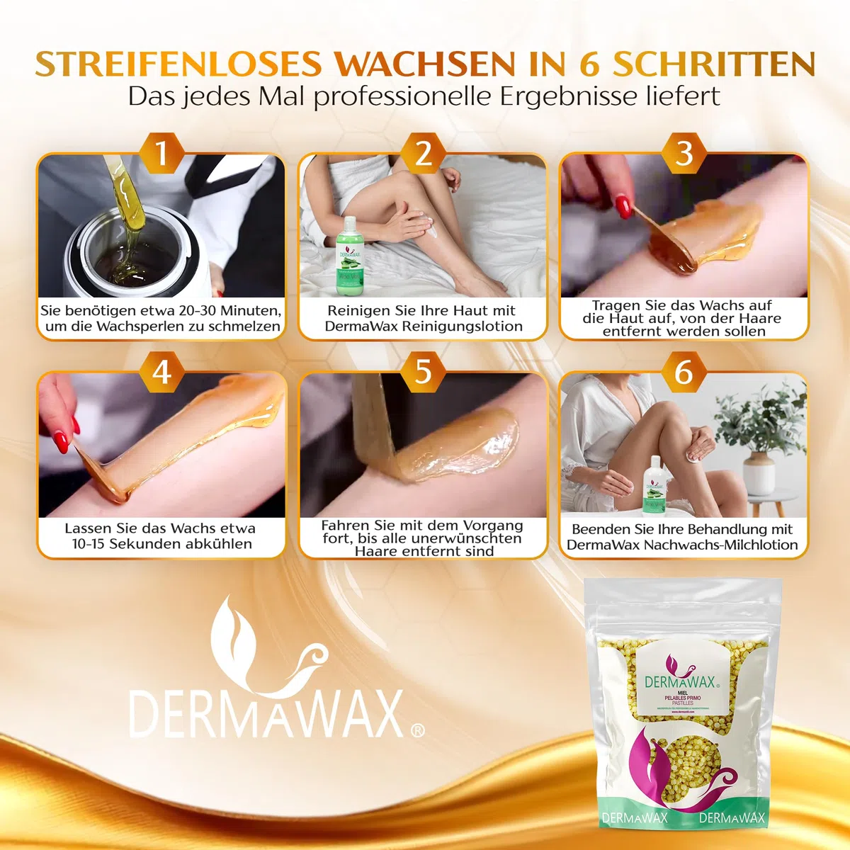Dermawax Crystal Honig Wachsperlen zur Haarentfernung 1kg – Sanftes Heißwachs für Gesicht, Beine, Achseln & Bikinizone – Warmwachs ohne Streifen – Professionelle Haarentfernung Made in Italy