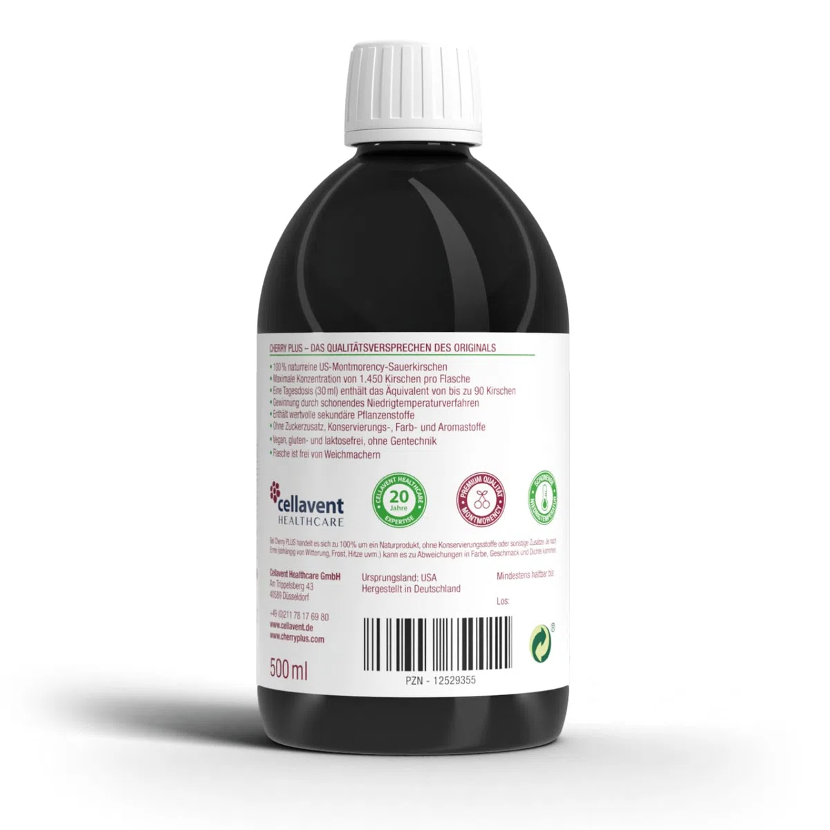 US-Montmorency-Sauerkirsch-Konzentrat – hochkonzentriert – 1.450 Montmorency-Sauerkirschen pro Flasche (500 ml) – Cherry PLUS