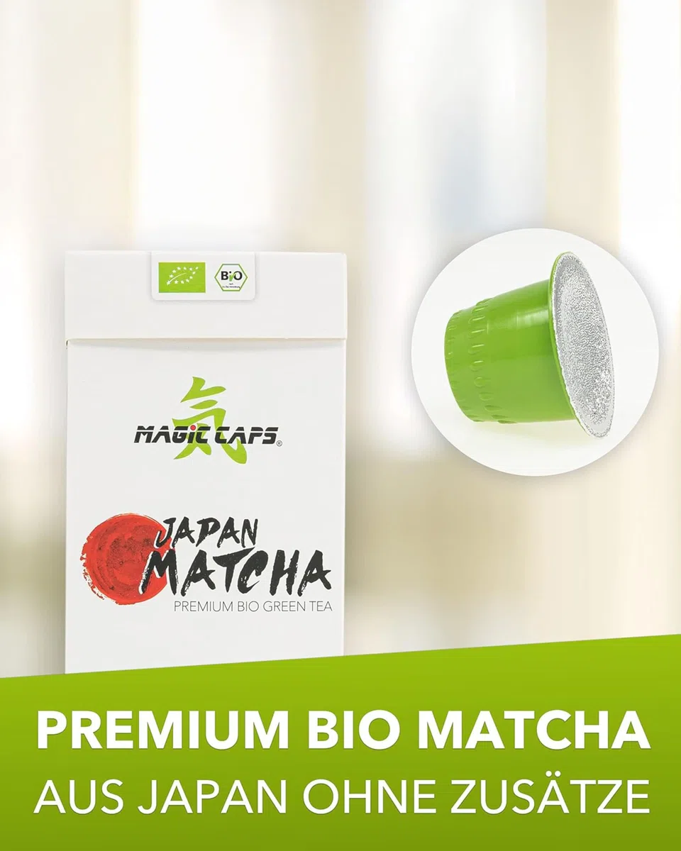 MatchaMagic Bio Matcha Tee Caps - 3x 10 Stück Grüner Matcha Teekapseln - Japanisches Matcha Pulver für Kapselmaschinen (3 x 10 Kapseln)