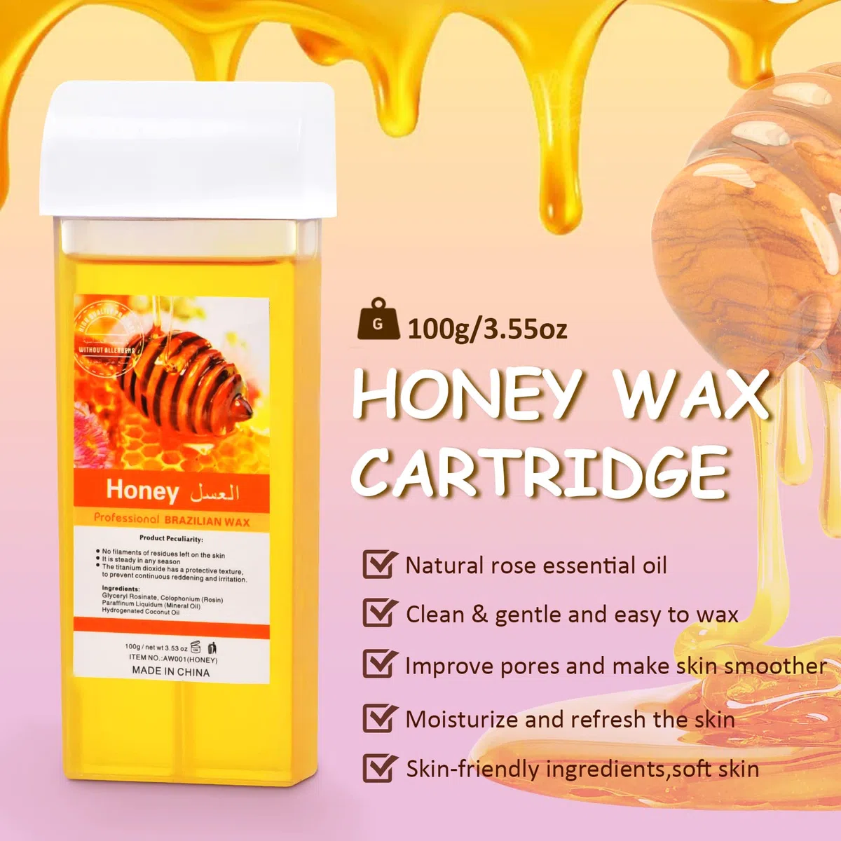 Digitales Wachs auf Rolle, Wax Roller Kit zur Haarentfernung, Honey Roller Waxing Kit, tragbarer temperaturgesteuerter und thermostabiler Wachswärmer für Frauen und Männer Violett