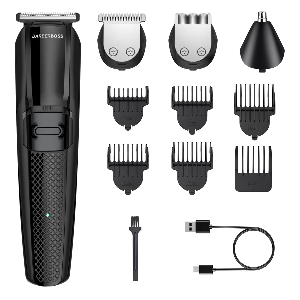 Barberboss Bartschneider Herren, Vielseitiger Haarschneidemaschine für Präzisionsschnitte, Umfassendes Pflegeset für Männer, glattes Haar und Bart-Styling-Werkzeug, kabelloses Herren-Haarschnitt-Set,