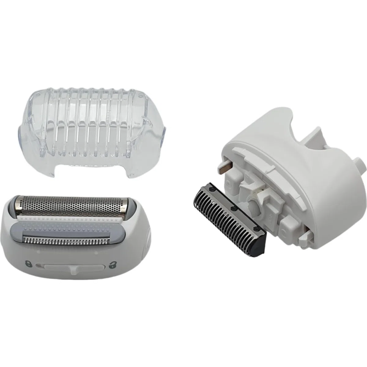 Rasieraufsatz kompatibel mit Braun Silk-épil 5 7 9 Xpressive, weiß, Artikelnummer 67030799, kompletter Kopf mit Scherfolie und Messer, für Typ 5340 5375 5376 5377 5378 5390 5391 5392