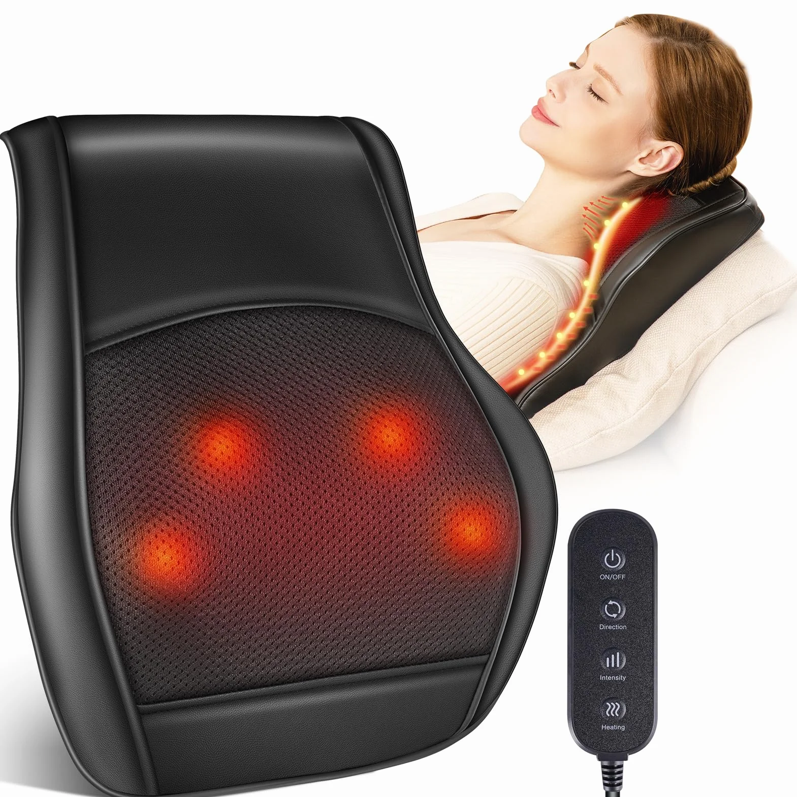Brelley Massagegerät, Nackenmassagegerät mit Wärme, Shiatsu Rückenmassagegerät mit 3D Tiefengewebsmassage für Nacken, Rücken, Beine - Geschenke für Frauen, Männer & Eltern