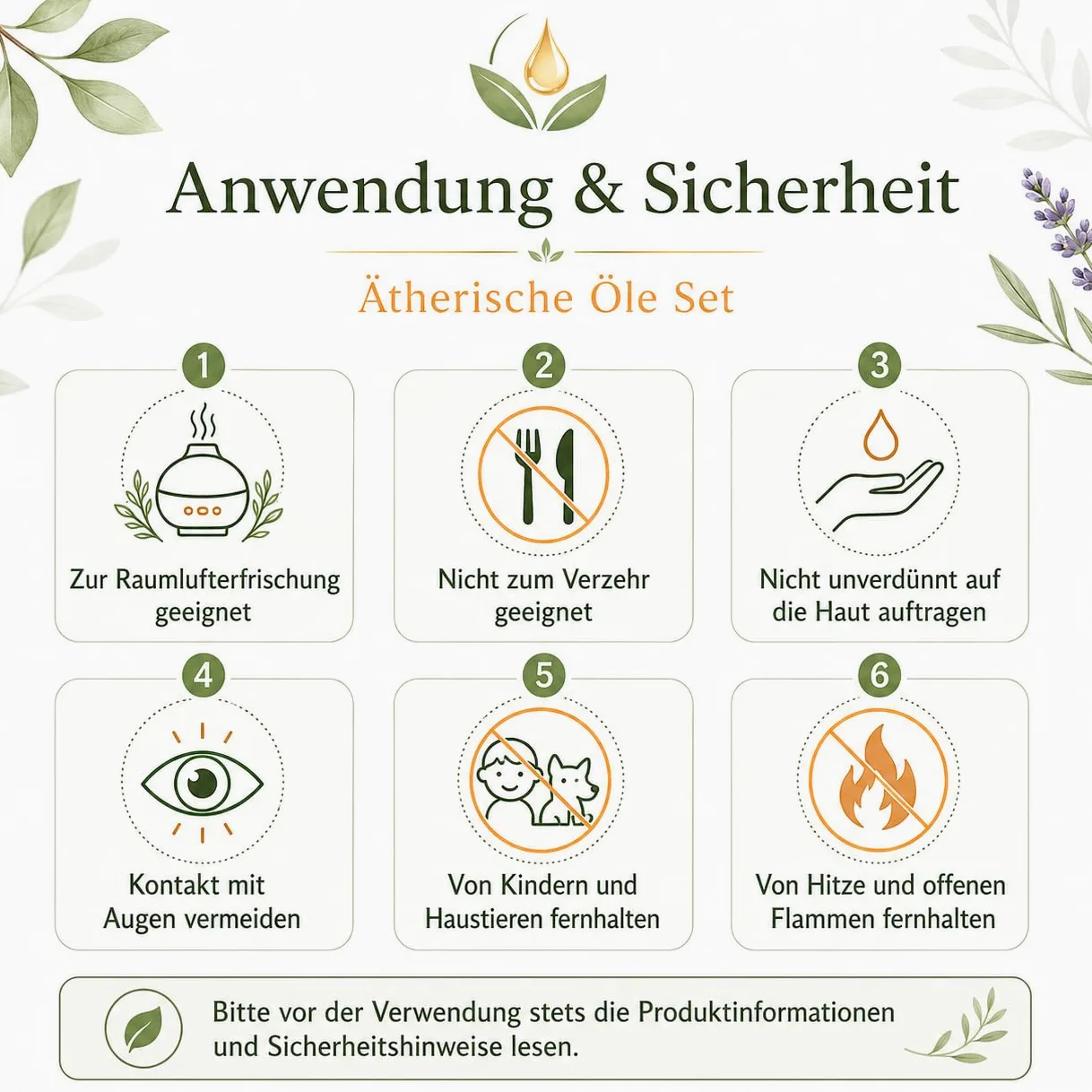 Ätherische Öle Set 18 x 10 ml, Teebaum, Lavendel, Eukalyptus, Weihrauch, Zitronengras, Rosmarin, Orange, Minze, Zitrone, Bergamotte, Ylang-Ylang, Grapefruit,Kamille, Rose, Vanille, Patchouli