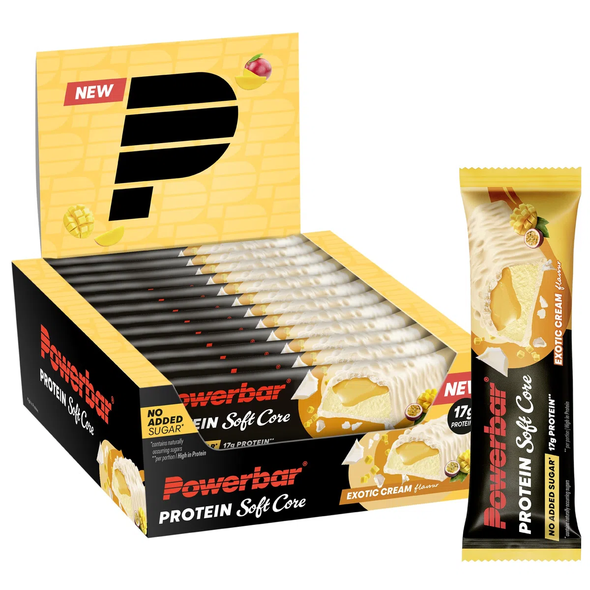 Powerbar Protein Riegel - Soft Core - Exotic Cream - 12x48g - High Protein Low Sugar Protein Bars